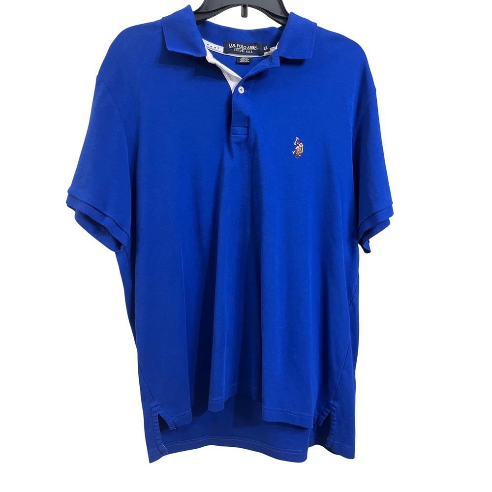 US Polo Assn Mens XL Royal Blue Luxury Feel Short Sleeve Polo Shirt Classic Fit